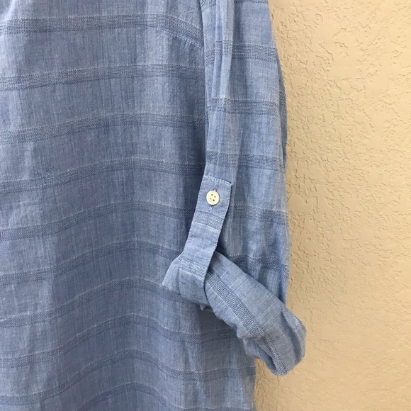 NWT Talbots XL Chambray Rolled Sleeve Blouse - Picture 3 of 4